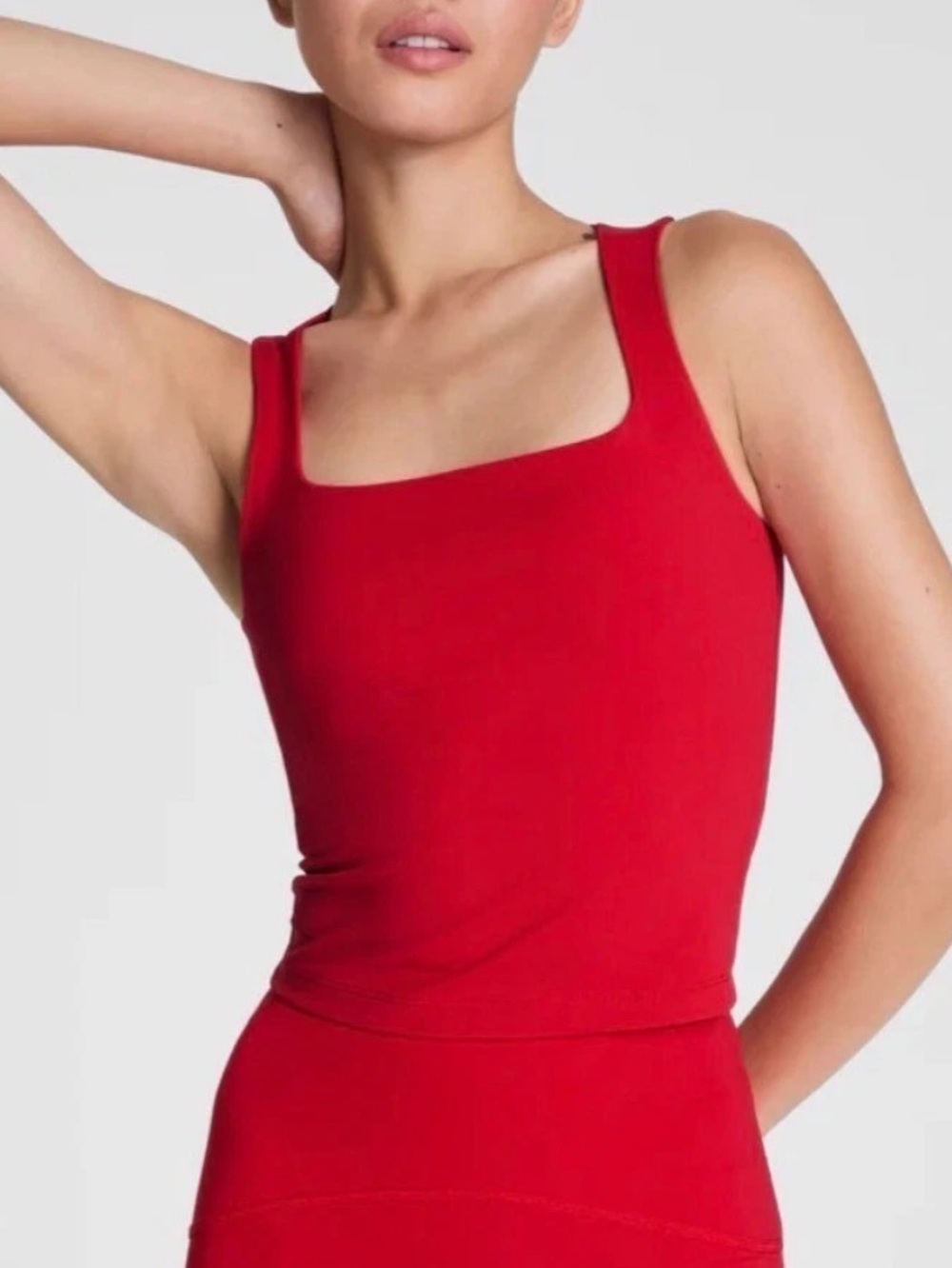 Spanx Tank Boost Up Red Square-Neck Shelf Tank Top Large